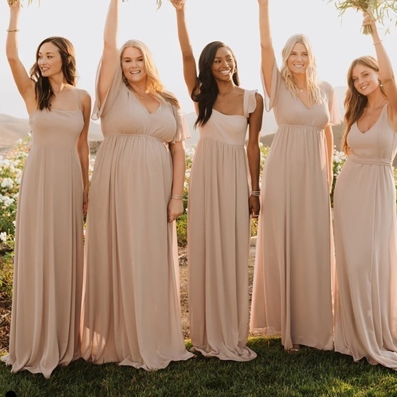 SHOW me your MUMU June Maxi Dress Cream beige bridesmaids Sz XXL - Picture 6 of 15